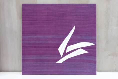 Ricardo Mazal, Biosa Te (Violet), 2023, acrylic on natural and hand-dyed silk mounted on aluminum panel, 45.7 x 48.3 cm (18 x 19 inches)