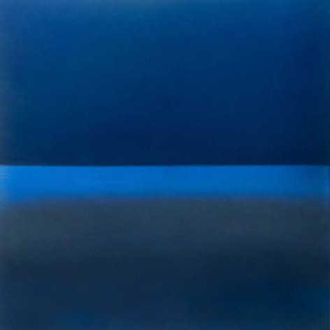 , Miya Ando, Evening Indigo, 2015, Urethane, pigment and resin on aluminum, 36 x 36 inches/92 x 92 cm