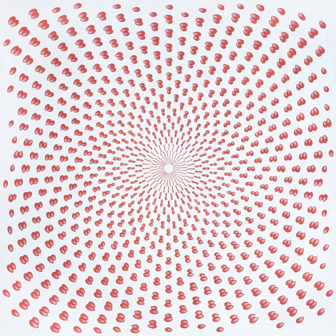 Olivia Fraser, Pomegranate II, 2023, pigment and Arabic gum on handmade paper, 89 x 89 cm (35 x 35 inches)