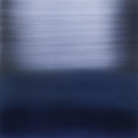 , The River Indigo Light Blue, 2014, pigment, lacquer, resin, dye on aluminum, 36 x 36 inches/91.5 x 91.5 cm