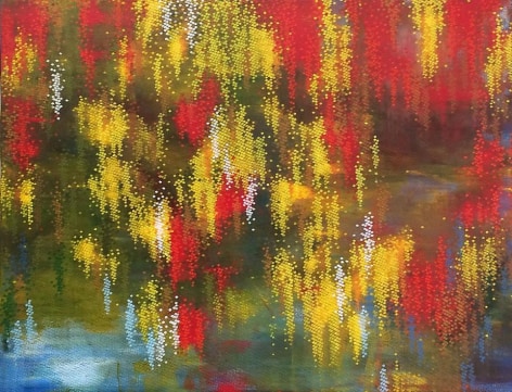 , Hosook Kang, Golden Lake II, 2013, acrylic on canvas, 53 x 69 inches