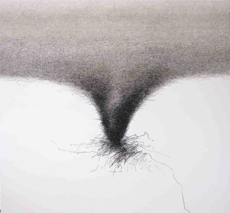 Golnaz Fathi, untitled, 2011, pen on canvas, satin varnish, 47.2 x 47.2 inches/120 x 120 cm
