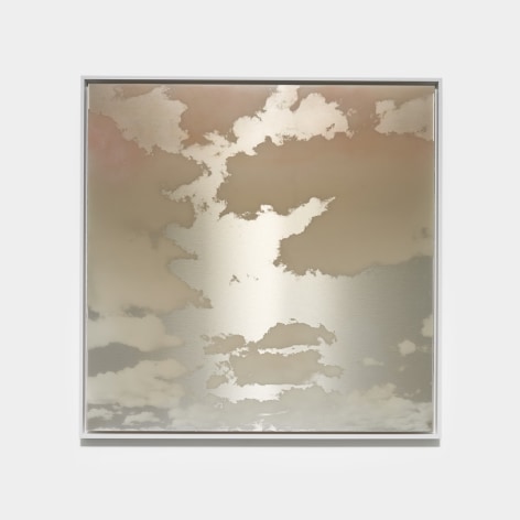 Miya Ando, Tasogare (Twilight) June 5 2022 8:25 PM, 2022, ink, mica, pure micronized silver, resin and urethane on aluminum composite, 127 x 127 cm (50 x 50 inches)