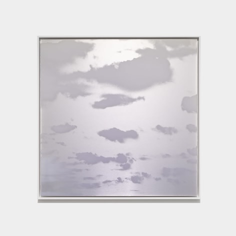 Miya Ando, Yuugure (Evening) Cloud New York City November 18 2022 4:20 PM NYC, 2022, ink, mica, pure micronized silver, resin &amp;amp; urethane on aluminum composite, 50 x 50 inches/127 x 127 cm