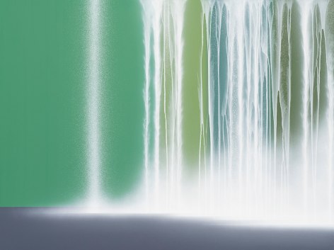 Waterfall on Colors, 2024, pigments on Japanese mulberry paper mounted on board, 59.9 x 80 inches/152.4 x 203 cm