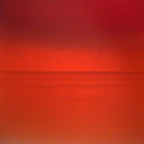 , Miya Ando, Ephemeral Deep Red, 2014, dye, pigment, lacquer, resin on aluminum, 36 x 36 inches/91.4 x 91.4 cm