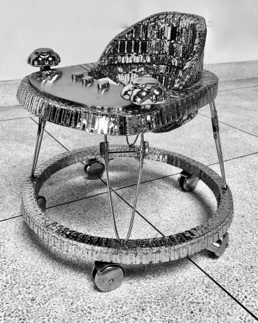 Tayeba Lipi, The Walker, 2022, stainless steel, 20.7 x 20.5 x 20.5 inches/52.5 x 52 x 52 cm