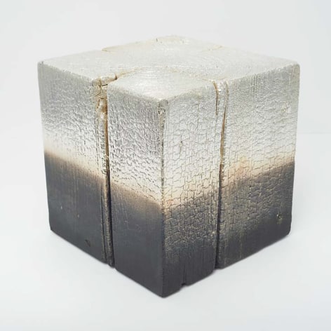 Miya Ando, January 7 2021 Matsu Pine Shou Sugi Ban Silver, 2021, reclaimed, charred pine, silver nitrate, 11 x 11 x 11 inches/27.9 x 27.9 x 27.9 cm