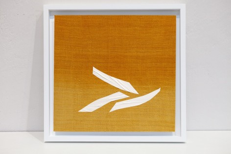 Ricardo Mazal, Gashe 3 (Yellow), 2024, silk and acrylic on aluminum, 18.1 x 18.9 inches/46 x 47.9 cm