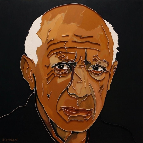 Lee Waisler, Picasso, 2007, mixed media on canvas, 50 x 50 inches