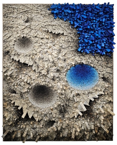 Aggregation 24 - FE018 (Healing), 2024, mixed media with Korean mulberry paper, 64.2 x 51.6 inches/163 x 131 cm