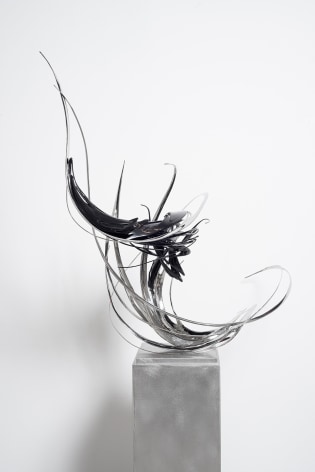 Zheng Lu, Dark Matter in Sagittarius, 2024, stainless steel, lacquer, 330 x 80 x 184.9 cm (129.9 x 31.5 x 72.8 inches)