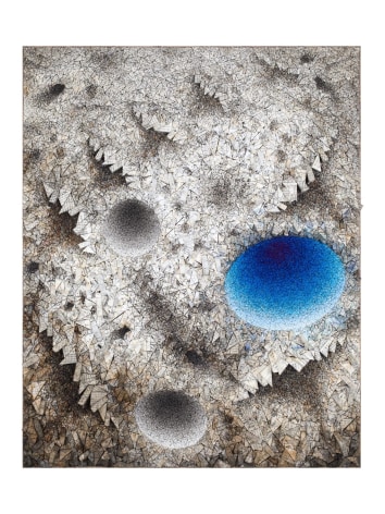 Aggregation 23 - SE112, 2023, mixed media with Korean mulberry paper, 90.2 x 72 inches/229 x 183 cm