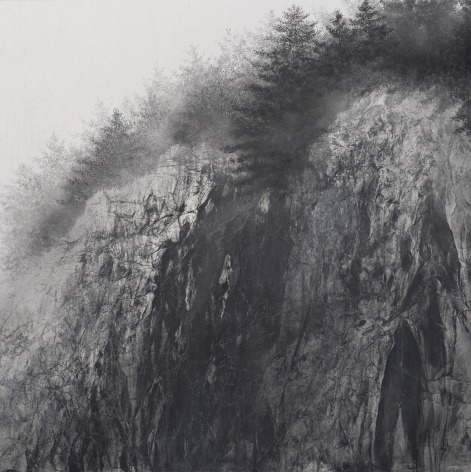 Hiroshi Senju, Cliff, 2020, natural pigment and platinum on Japanese mulberry paper mounted on board, 51.3&nbsp;x 51.3&nbsp;inches/130 x 130 cm