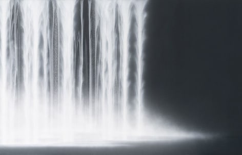 Waterfall, 2020, natural pigments on Japanese mulberry paper mounted on board, 57.25&nbsp;x 89.5&nbsp;inches/145.4 x 227 cm