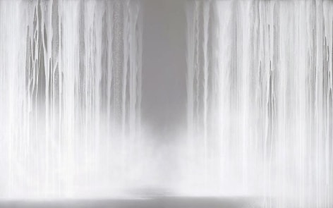 Waterfall 2009 Fluorescent pigment on mulberry paper mounted on board 89.5 x 143.1"