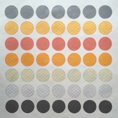 Olivia Fraser, The Sacred Seas, 2015, stone pigment and Arabic gum on handmade Sanganer paper, 26.75 x 26.75 inches/68 x 68 cm
