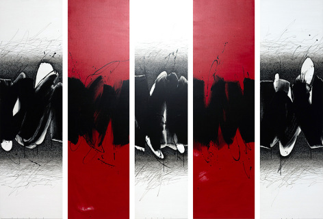 Golnaz Fathi, All Fades Away, 2021, mixed media on canvas, 70.9 x 99.6 inches/180 x 253 cm