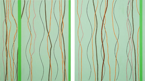 One-Two, 2010, acrylic on canvas, Diptych 30 x 26 inches (54 inches overall)