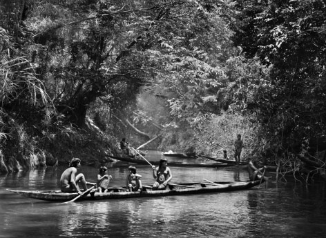 Sebastião Salgado, Fishing using timbó (Derris ellíptica), Pretão stream, Suruwahá Indigenous Territory, state of Amazonas, Brazil, 2017, gelatin silver print, 91.4 x 127 cm (36 x 50 inches)