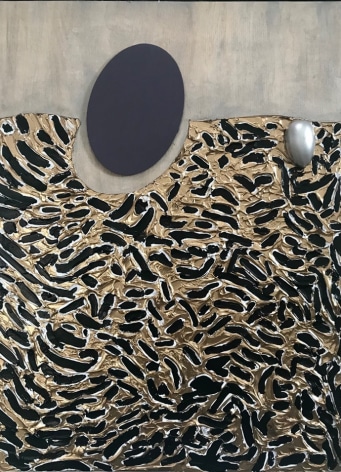 Lee Waisler, Collage Oval, 2019, acrylic, gesso on wood panel, 61 x 45.7 cm (24 x 18 inches)