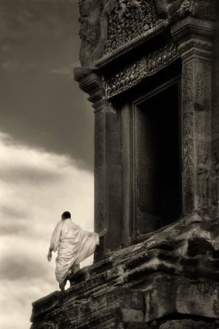 "Monk in the Wind, Angkor Wat", Archival Pigment Print, 30 x 20"