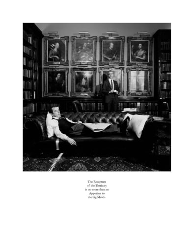Karen Knorr, The Recapture of the Territory is no more than an appetiser to the big Match, silver bromide prints on Ilford paper, 50.8 x 61 cm (20 x 24 inches)