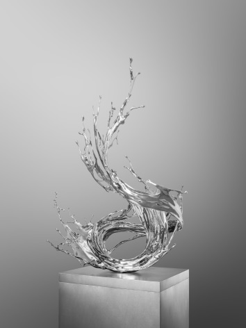 Water in Dripping - Surf, 2024, stainless steel, 52.4 x 37.4 x 37.4 inches/133 x 95 x 95 cm
