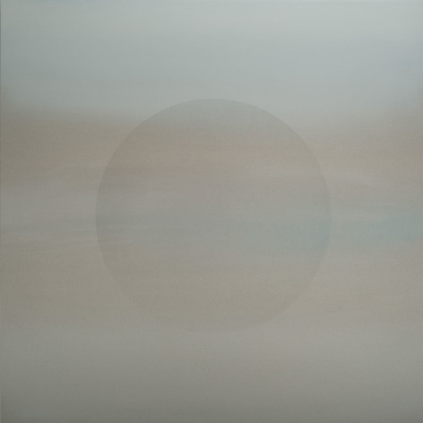 Oborozuki (A Moon Obscured by Clouds) Faint Blue, 2020, pigment and urethane on aluminum, 36 x 36 inches/91.4 x 91.4 cm