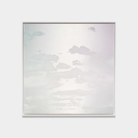 Miya Ando, Yuugure (Evening) Cloud September 4 2023 6:01:54 PM NYC, 2023, dye, ink, pure micronized silver, resin and urethane on aluminum composite, 127 x 127 cm (50 x 50 inches)