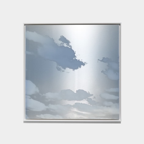Miya Ando, Yuugure (Evening) June 13 2022 8:30 PM, 2022, ink, mica, pure micronized silver, resin and urethane on aluminum composite, 127 x 127 cm (50 x 50 inches)