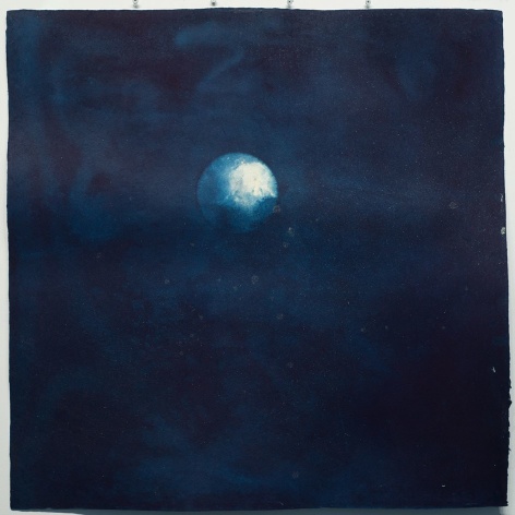 Miya Ando, 2 Full Moon (Jugoya) August 3 2020, 2020, indigo and micronized pure silver on Kozo paper, 99.1 x 99.1 cm (39 x 39 inches)