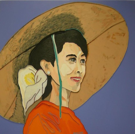 Lee Waisler Aung San Suu Kyi	2008	Acrylic and wood on canvas	60 x 60"