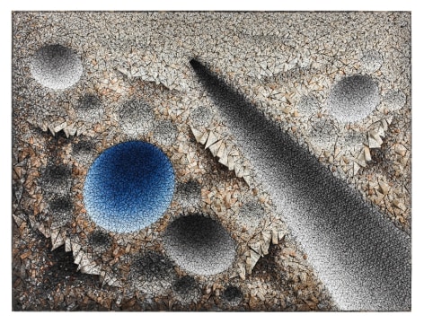 Chun Kwang Young, Aggregation 14 - JA005 Blue, 2014, mixed media with Korean mulberry paper, 60 x 76.8 inches/152 x 195 cm
