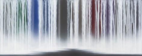 Waterfall on Colors, 2022, pigments on Japanese mulberry paper mounted on board, 76 5/16 x 191 7/16 inches/194 x 486 cm