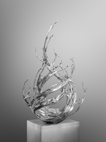 Water in Dripping - Circulation, 2024, stainless steel, 76 x 42 x 39.4 inches/183 x 107 x 100 cm