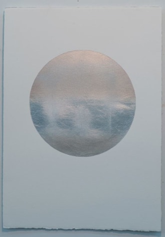 Miya Ando, Gekkou Moonlight September 6, 2017, silver leaf and pigment on Arches paper, 115.6 x 87.6 cm (45.5 x 34.5 inches)