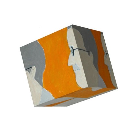 Susan Weil, Line Up, 2003, Acrylic on wood cube, 10 x 10 x 10"