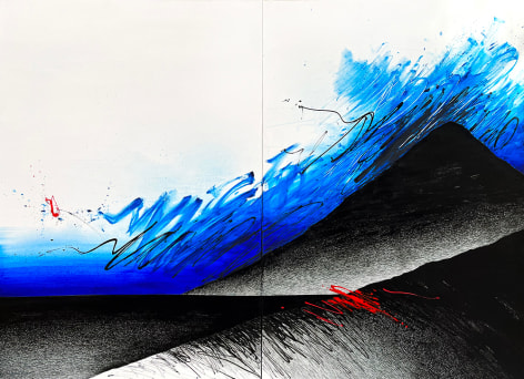 Golnaz Fathi, The Sky is Blue 1, 2021, acrylic, pen and varnish on canvas, 150 x 200 cm (59.1 x 78.8 inches)