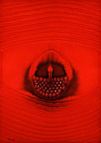 Sohan Qadri, Asha III, 2005, ink and dye on paper, 45 x 33 inches/114.3 x 83.8 cm