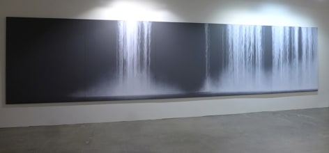 Day Falls / Night Falls X, 2007, in daylight, fluorescent pigment on rice paper mounted on board, 90.5 x 392.5 inches/230 x 997 cm