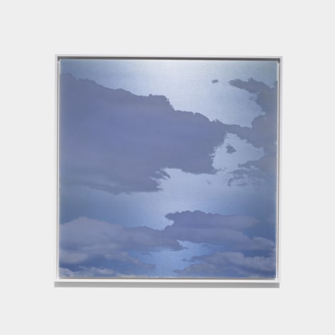 Yuugure (Evening) Cloud September 3 2023 6:44:37 PM NYC, 2023, dye, ink, pure micronized silver, resin &amp;amp; urethane on aluminum composite, 50 x 50 inches/127 x 127 cm