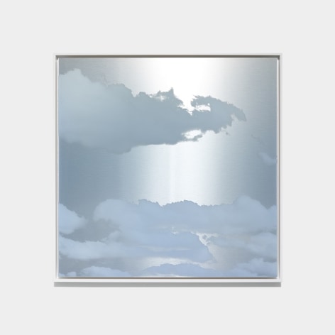 Miya Ando, Yuugure (Evening) June 10 2022 8:38 PM, 2022, ink, mica, pure micronized silver, resin and urethane on aluminum composite, 127 x 127 cm (50 x 50 inches)