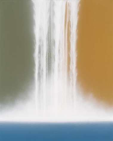 Waterfall on Colors, 2021, pigments on Japanese mulberry paper mounted on board, 63.8 x 51.3 inches/162 x 131 cm