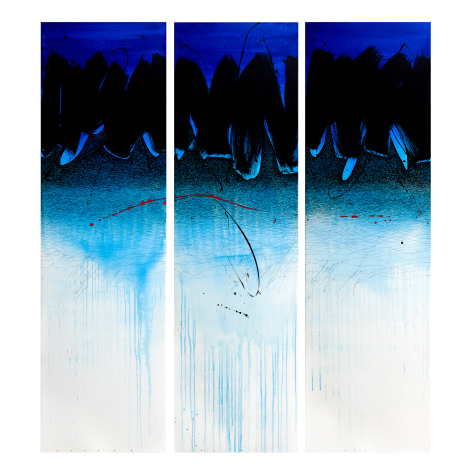 All Fades Away in Blue, 2021, mixed media on canvas, 70.9 x 61.4 inches/180 x 156 cm