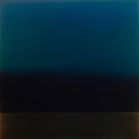 Yūgen blue bronze, 2016, pigment, urethane and resin on aluminum, 36 x 36 inches/91.4 x 91.4 cm