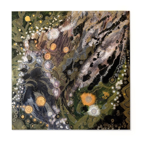 Trishla Jain, Magnetism, 2024, watercolor and ink on canvas, 152.4 x 152.4 cm (60 x 60 inches)
