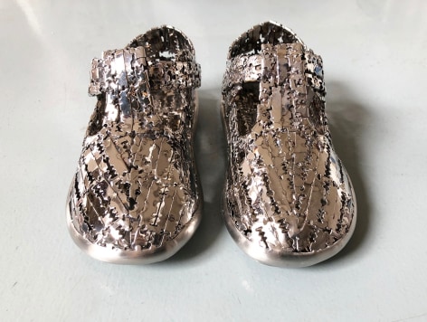 Tayeba Lipi, Lost, 2019, stainless steel, 2.6 x 4.7 x 5 inches/6.5 x 12 x 12.5 cm