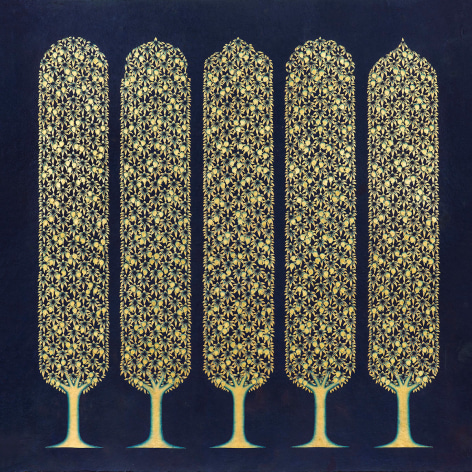 Olivia Fraser, Temple II, 2022, pigment, Arabic gum & gold leaf on handmade paper, 88.9 x 88.9 cm (35 x 35 inches)