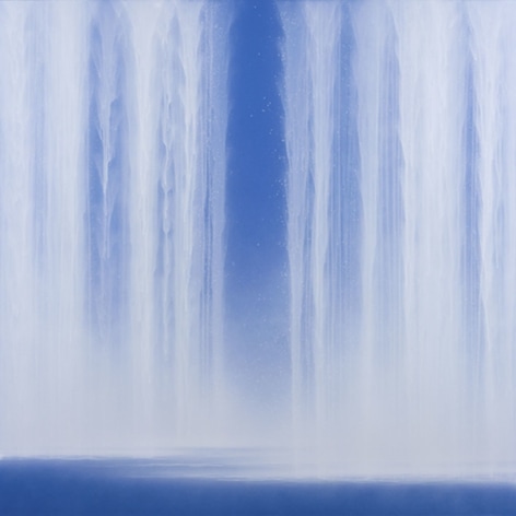 Waterfall (Blue), 2010, acrylic pigment on mulberry paper mounted on board,&nbsp;46 x 46 inches/116.8 x 116.8 cm